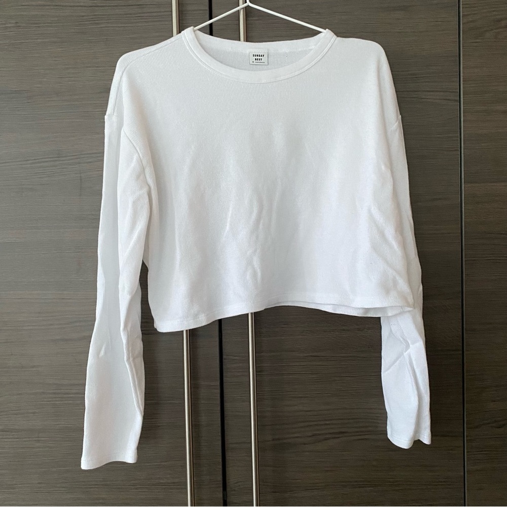 Aritzia Sunday Best White Boxy Long Sleeve